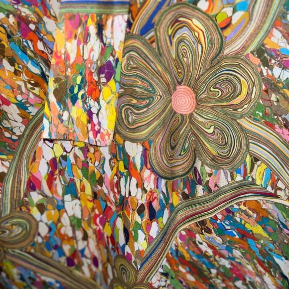 Vintage 60s Incredible Psychedelic Flower Power Print Shift Dress - Picture 4 of 4